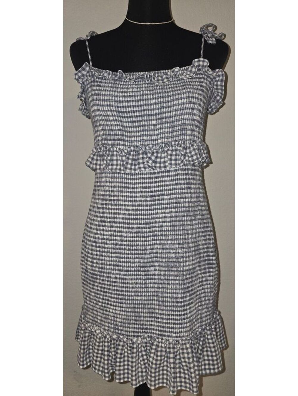 Gianni Bini XL Black and White Checkered Ruffle Dress